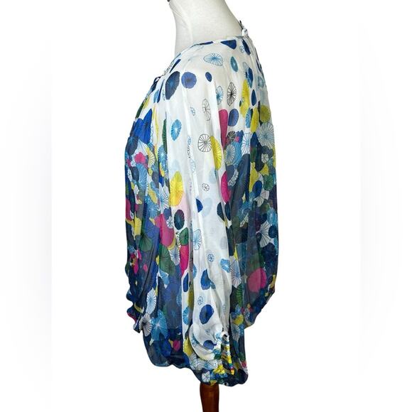 Diane von Furstenberg DVF Emelia Floral Print Dolman Sleeve Silk Blouse Size S - Picture 3 of 11